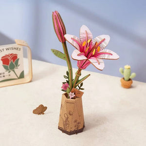 DIY 3D Wooden Flower Puzzle | Pink Lily