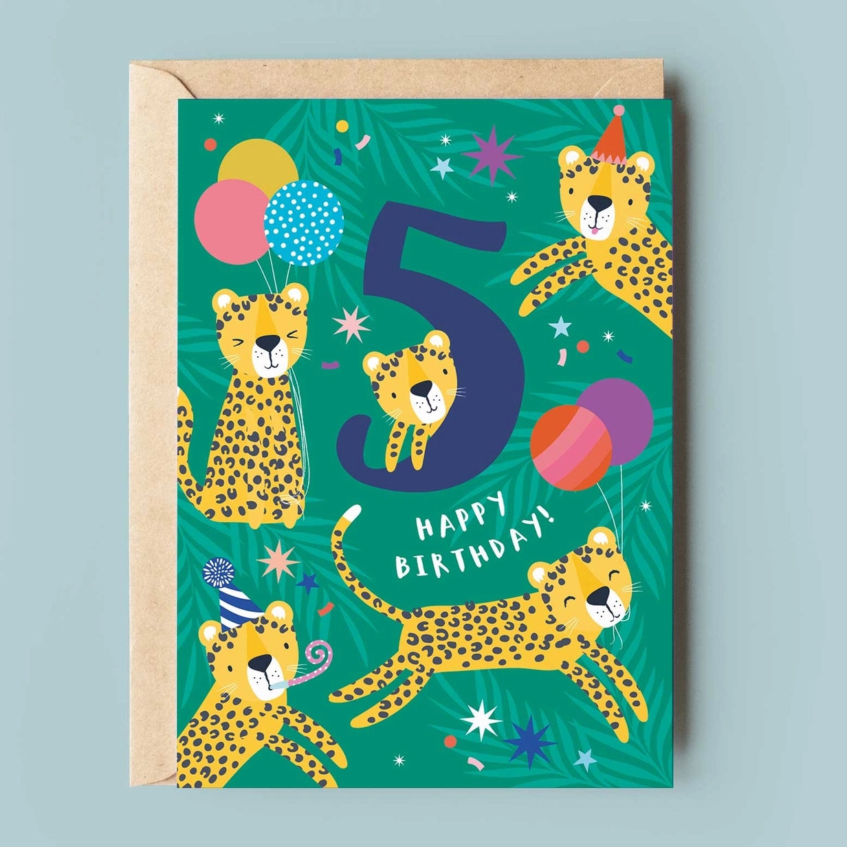 5th Birthday Leopard Age Birthday Card