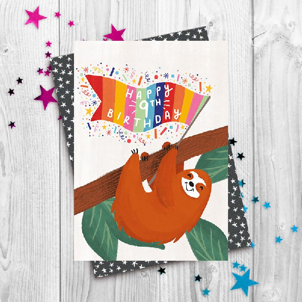 9th Sloth Age Birthday Card