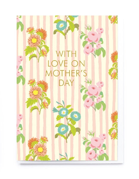 Stripes And Flowers Mothers Day Card