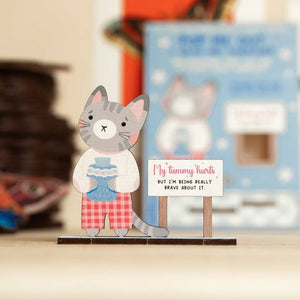 Dapple & Dot Wooden Pop Out Card | My Tummy Hurts Kitten