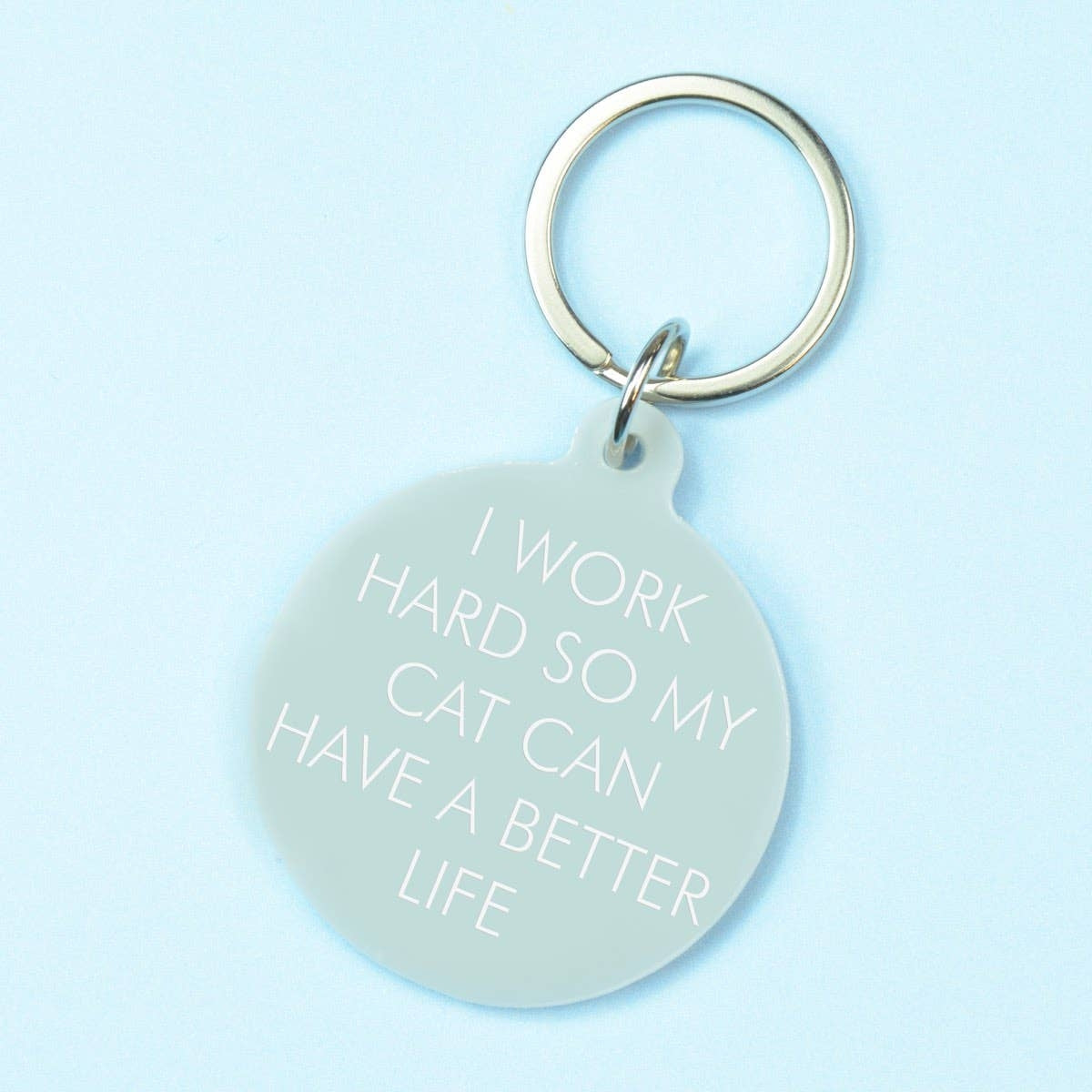 Work Hard Cat Keychain