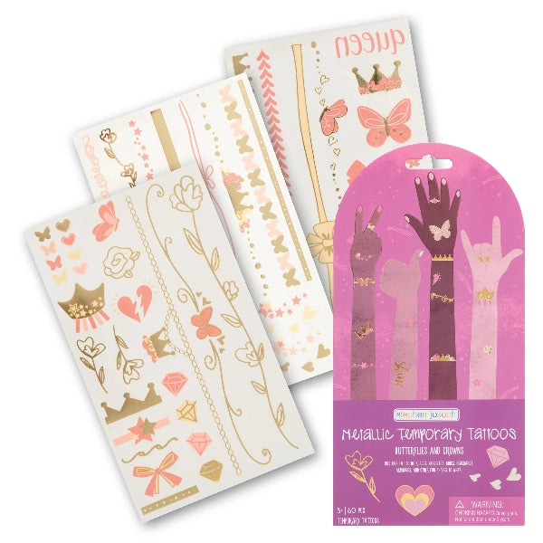 Metallic Temporary Tattoos | Butterflies & Crowns