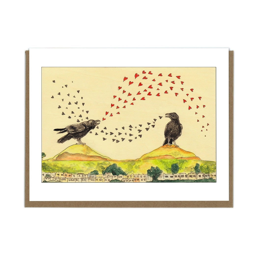 Duet Crows & Hearts Love Card
