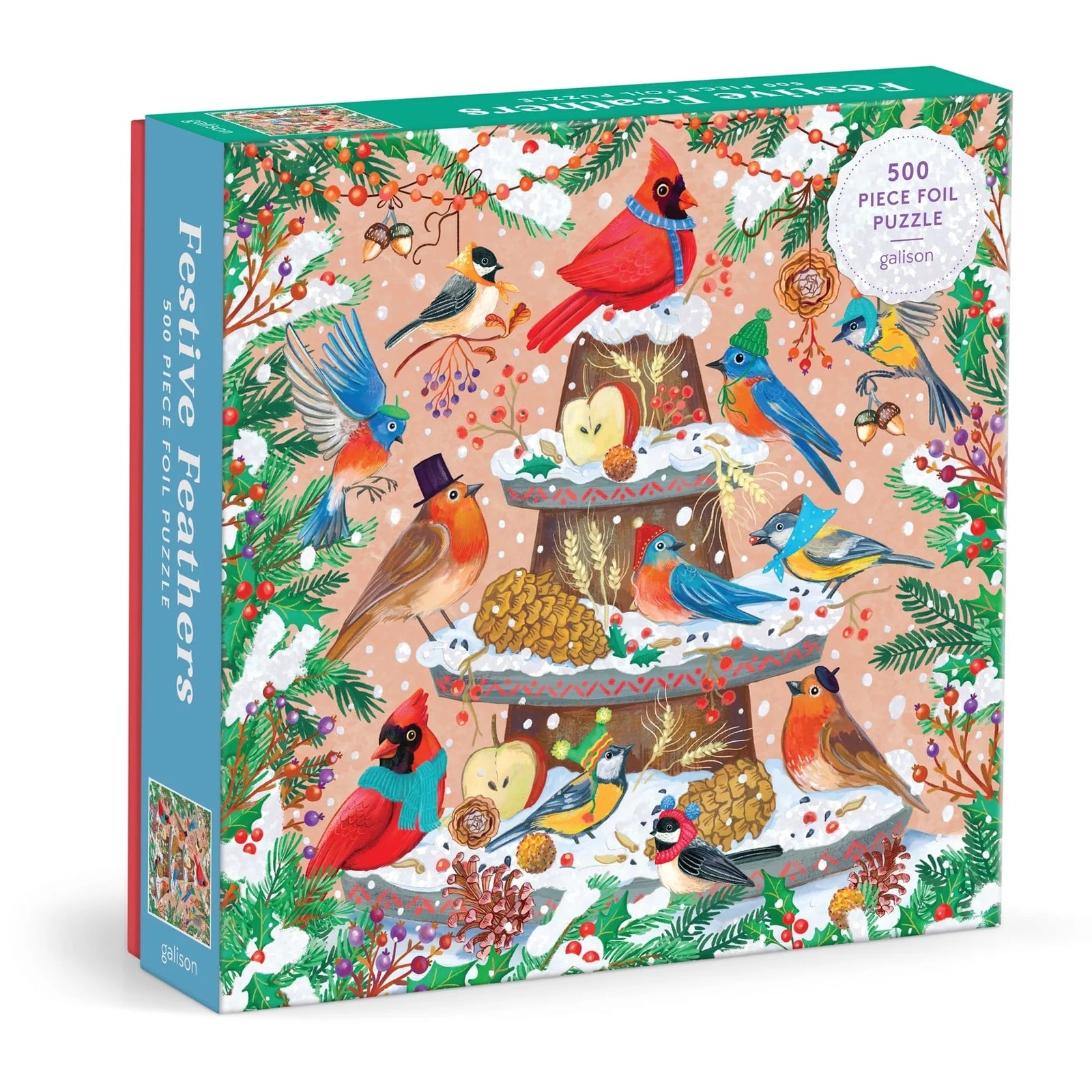 Galison 500 Piece Holiday Puzzle | Festive Feathers
