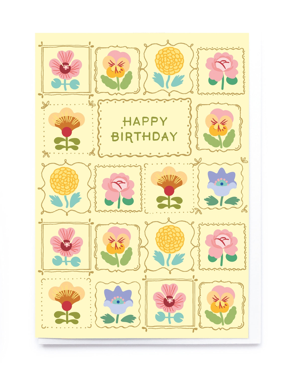 Yellow Floral Birthday Card