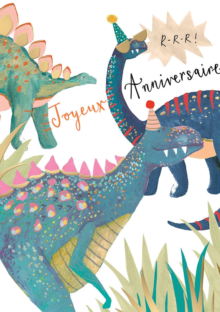 Party Dinos French Birthday Card