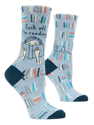 Blue Q Women's Crew Socks | Fuck Off I'm Reading
