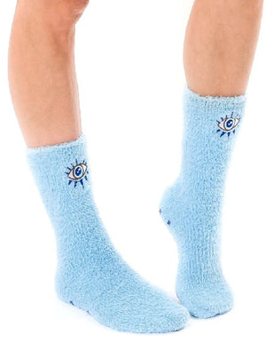 Living Royal Fuzzy Crew Socks | Evil Eye