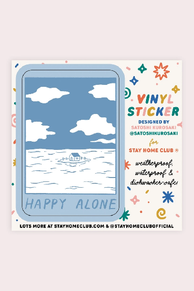 Stay Home Club Vinyl Sticker | Happy Alone