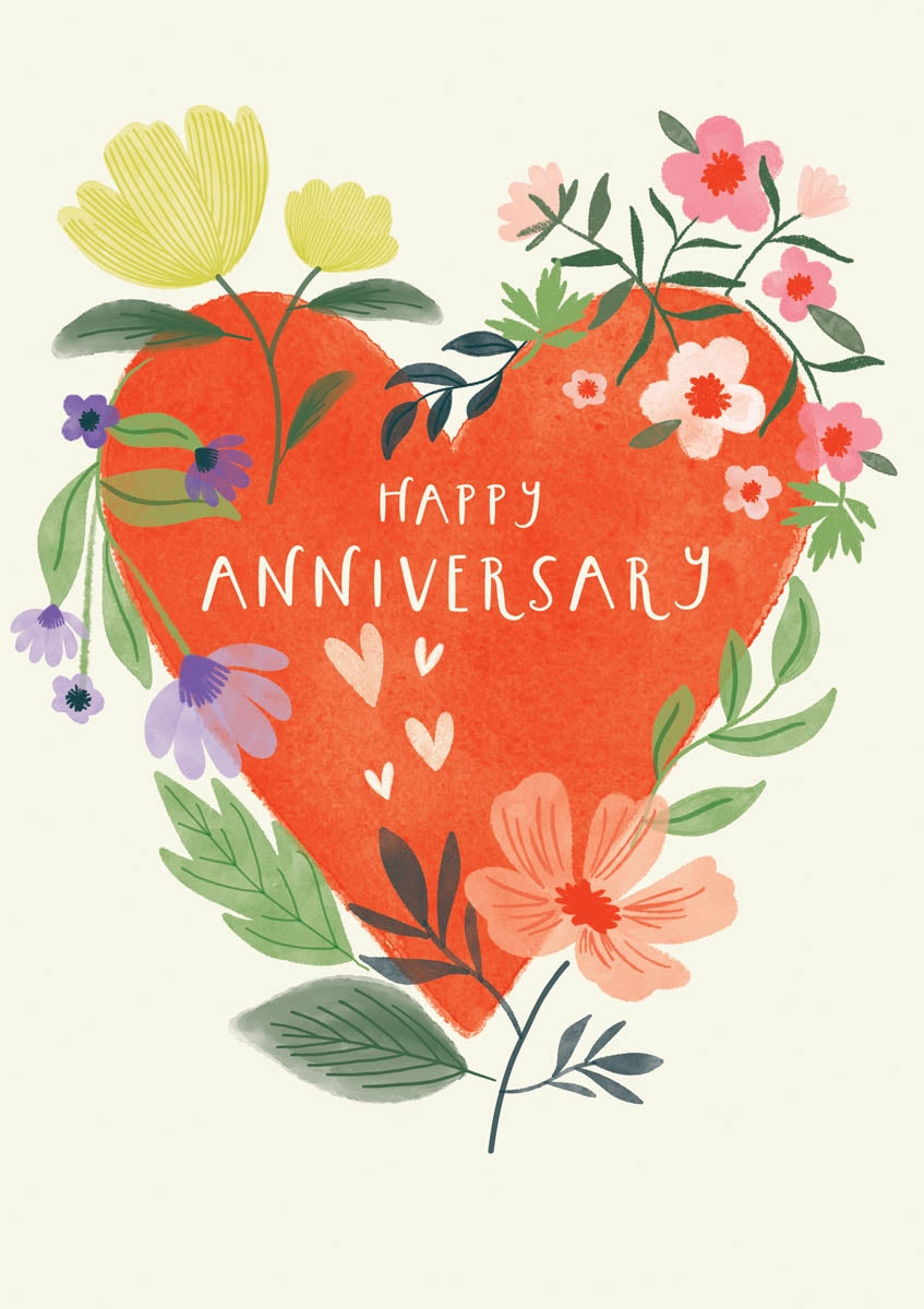 Floral Heart Anniversary Card