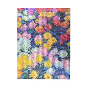 Completed puzzle with a colorful floral design on a white background. 