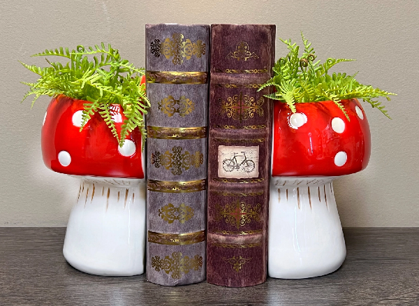 Mushroom Planters Two Piece Bookends