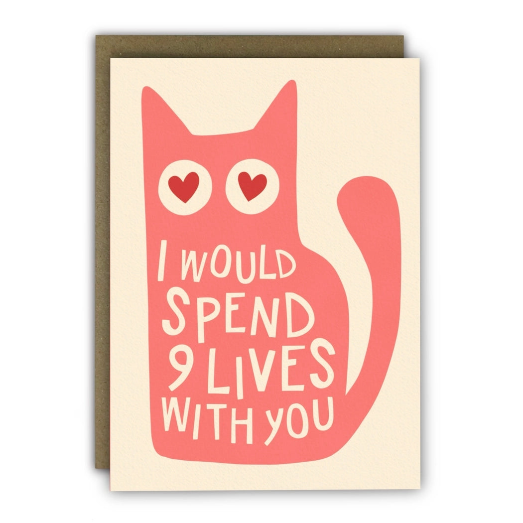 Nine Lives Pink Cat Love Card