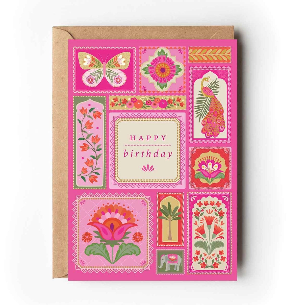 Pink Patchwork Birthday Card