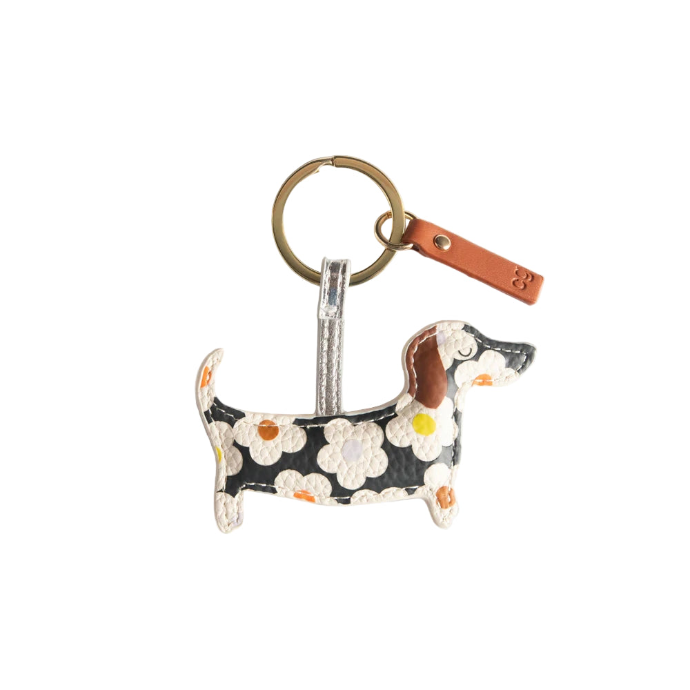 Floral Sausage Dog Bag Charm