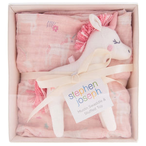 Muslin Blanket & Stuffed Animal | Unicorn