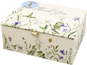 Decorative box with floral design and 'Thank You' text on a white background