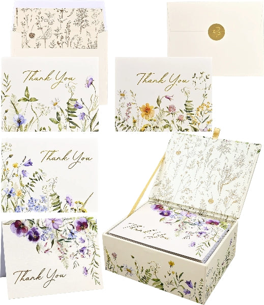 Set of floral 'Thank You' cards with a matching box.