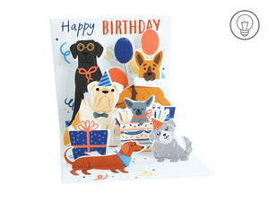 Woof Party Light Up Pop-Up Card