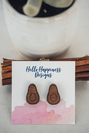 Avocado Wood Stud Earrings