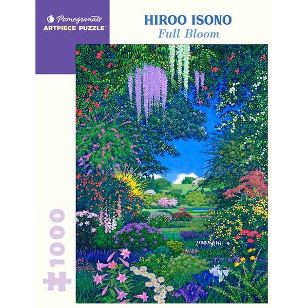 white puzzle box with purple accents. the centre of the box has an image of a lush nature scene