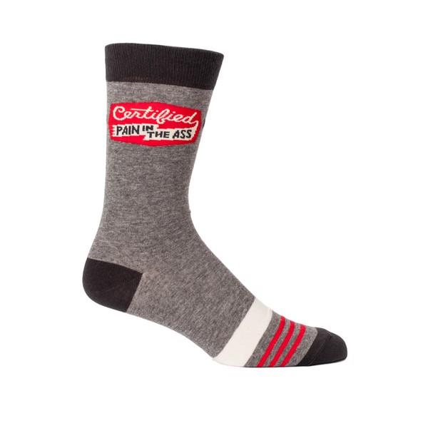 Blue Q Men's Crew Sock Certified Pain In The Ass | The Gifted Type