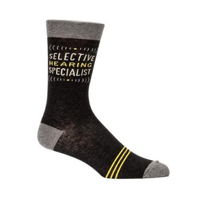 Blue Q Men's Crew Sock Selective Hearing Specialist | The Gifted Type
