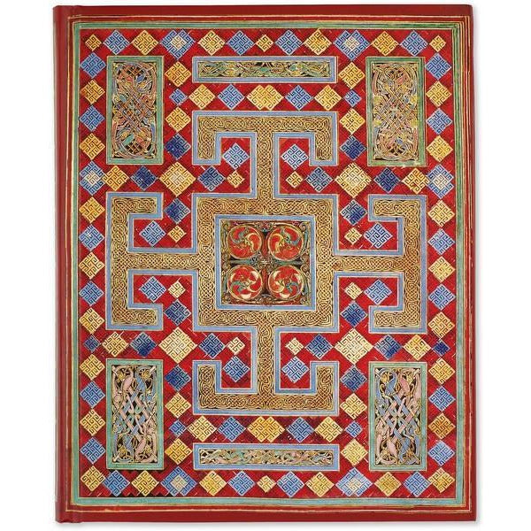 This stunning journal is a reproduction of an intricate page at the beginning of St. Luke's Gospel in the Lindisfarne Gospels