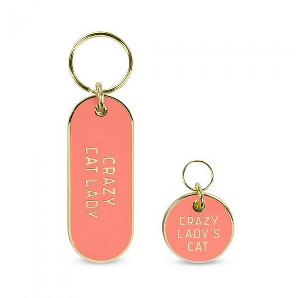 Fred & Friends Keychain Set | Crazy Cat Lady People + Pet Tags