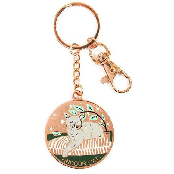 Indoor Cat - Enamel Key Chain