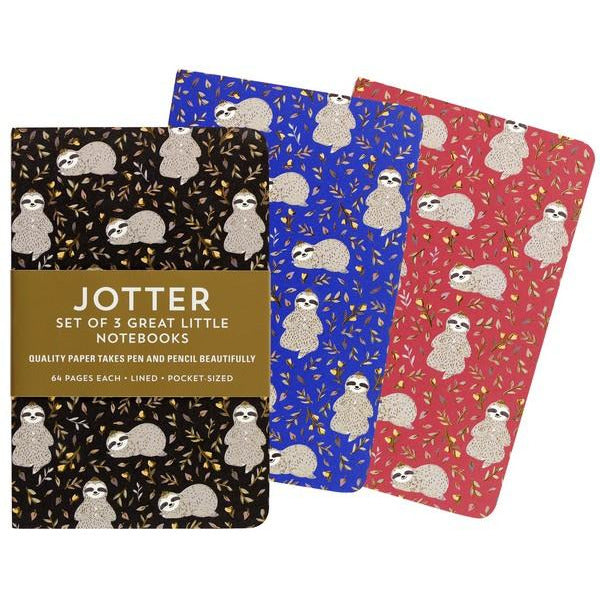 Set of 3 Sloth Jotter Notebooks