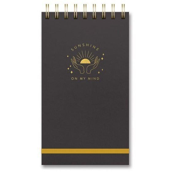 Sunshine Metallic Black Spiral Leatheresque Notebook